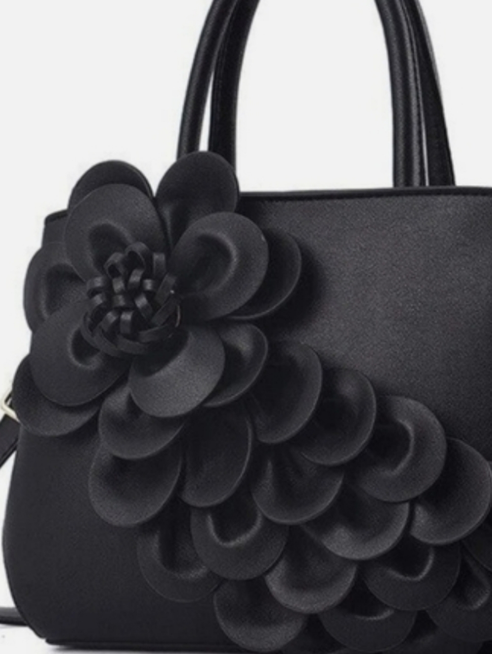 🆕️👜  BLACK FLORAL CASCADING PETAL HANDBAG / PURSE👜 - Picture 7 of 16